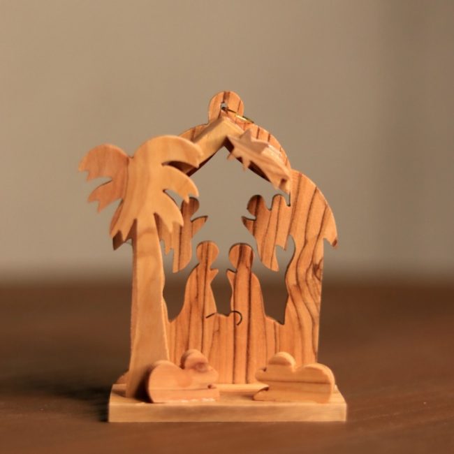 Olive Wood Nativity Ornament